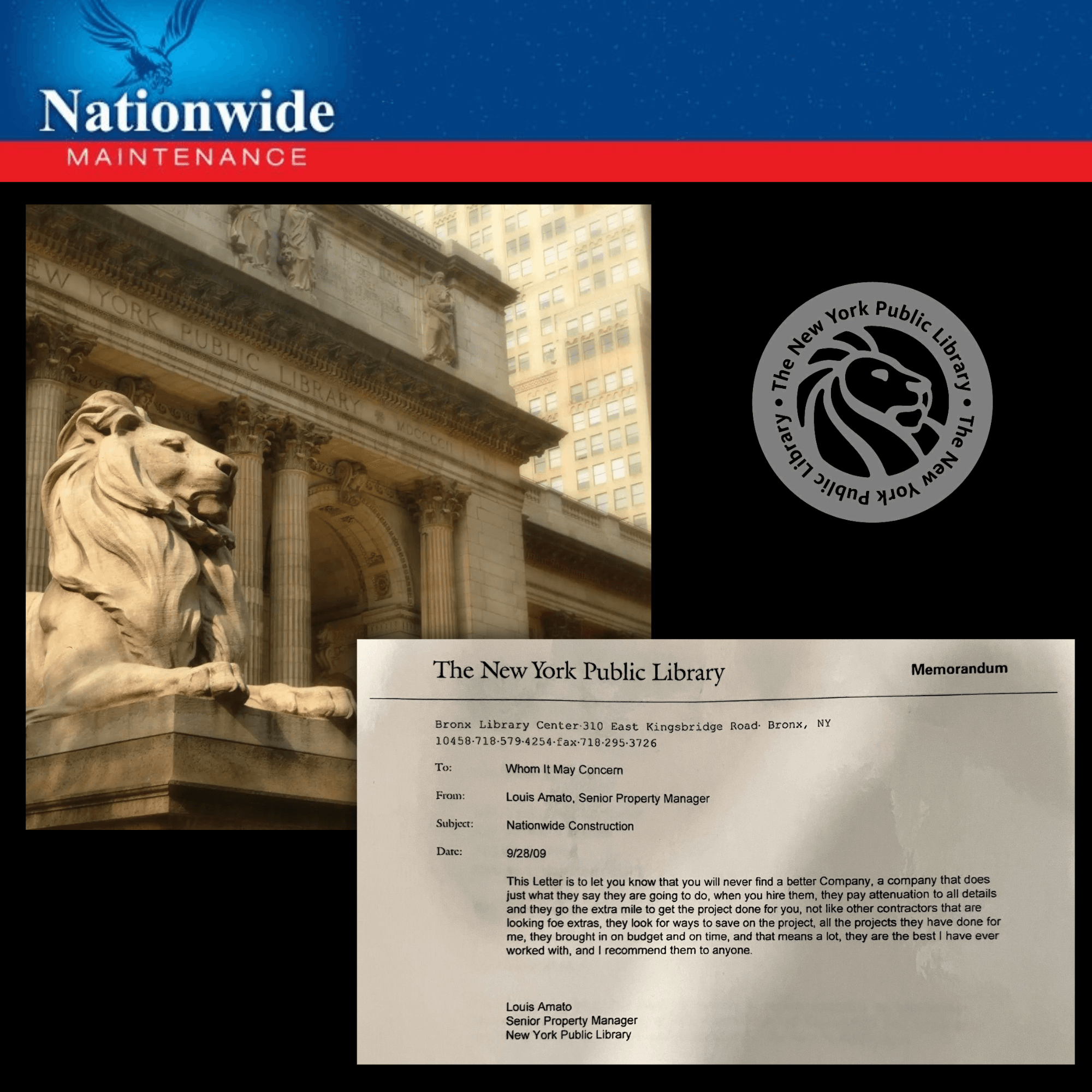Reference letter from NYPL. Bronx Library Center