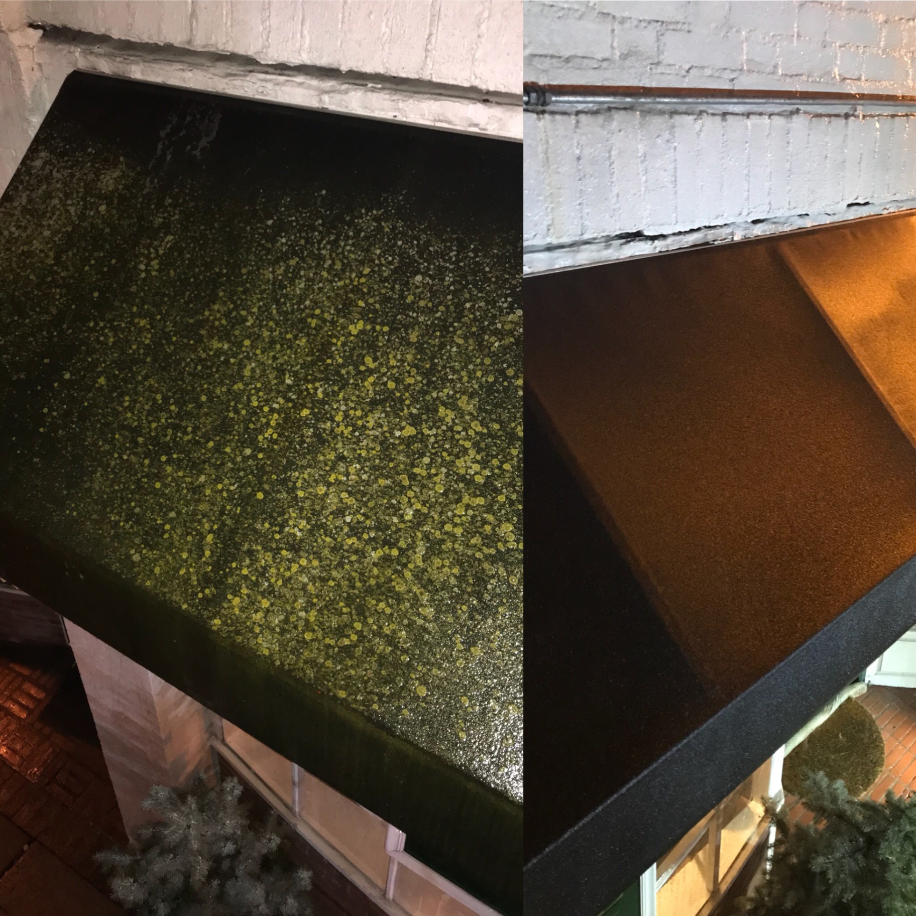 Awning before and after restoration