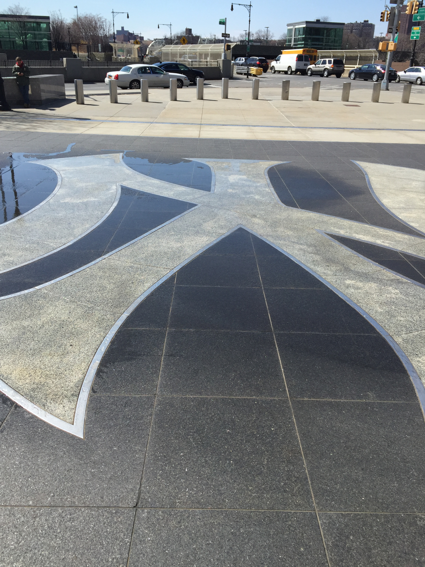 Yankees logo stone plaza detail outside stadium