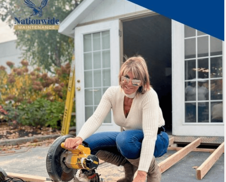 Owner, Marcie Manfredonia, preparing wood for a remodeling project