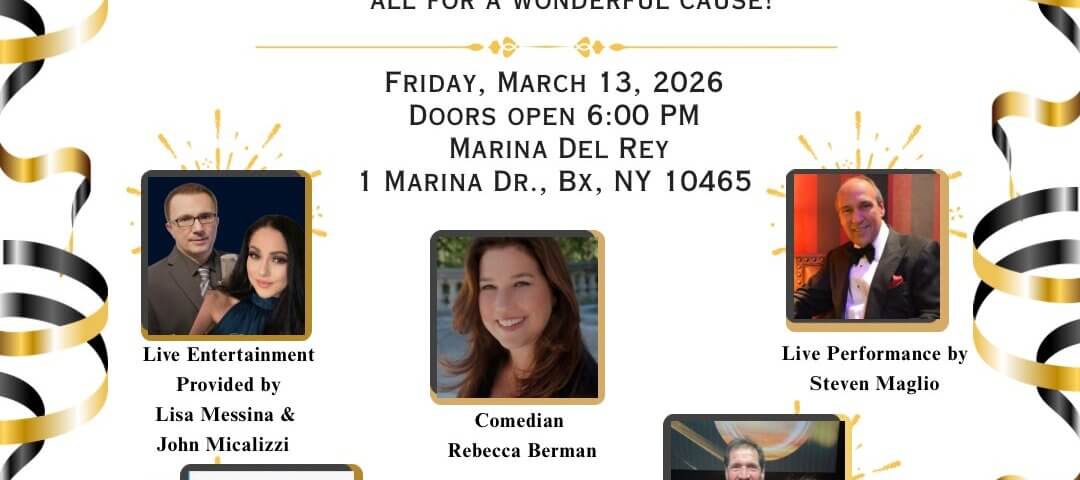 A flyer for the Building a Cure Gala with details about the event, entertainment lineup, date, location, a QR code, American Cancer Society logo, and photos of performers against a navy and gold starry background.