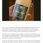 A promotional article about CBD Livings aromatherapy candle features a photo of the candle labeled Chill-Out. The article describes its benefits, ingredients, and how to purchase from CBD Live Natural in Bedford Hills, NY.