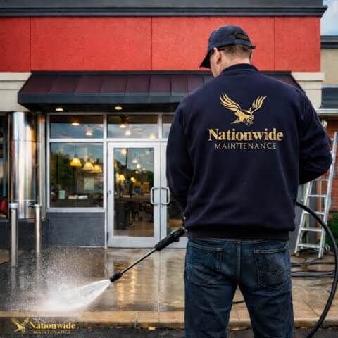 A man wearing a hat and blue jacket holding a hose with a hose.